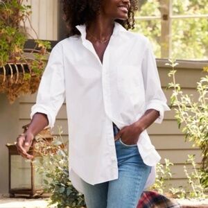 Frank & Eileen Joedy White Superluxe Boyfriend Button-Up Cotton Shirt Size M